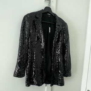 EXPRESS Black Sequin Blazer (XS)
